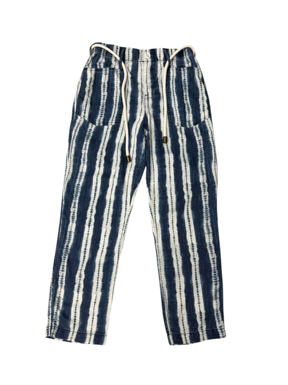 Anthropologie Meadow Rue Shibori Strip Button Fly Drawstring Pant Size XS x 26”L